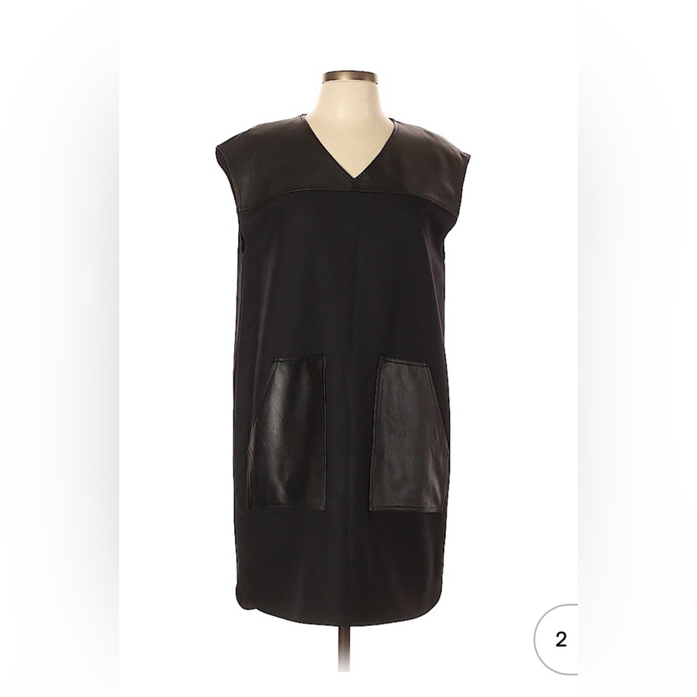 NWT Madewell Black Leather Accent Shift Dress - Large - $250